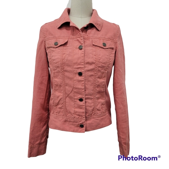Eddie Bauer Jackets & Blazers - Eddie Baver Women's Salmon Linen Long Sleeve Lightweight Spring Jacket Size S